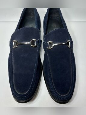 Stacy Adams Men's Navy Suede Horse Bit Loafers Dress Shoes Size 14